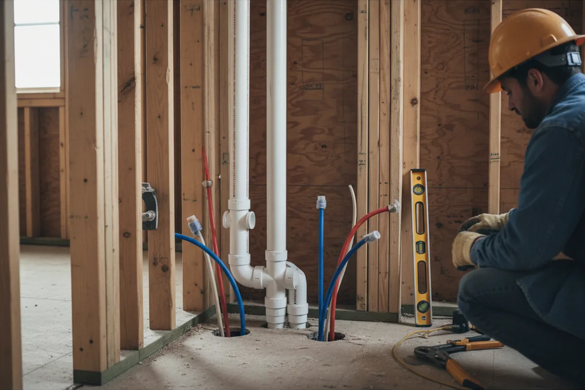 Drain and supply rough-in during Garbage Disposal Repair in Helton